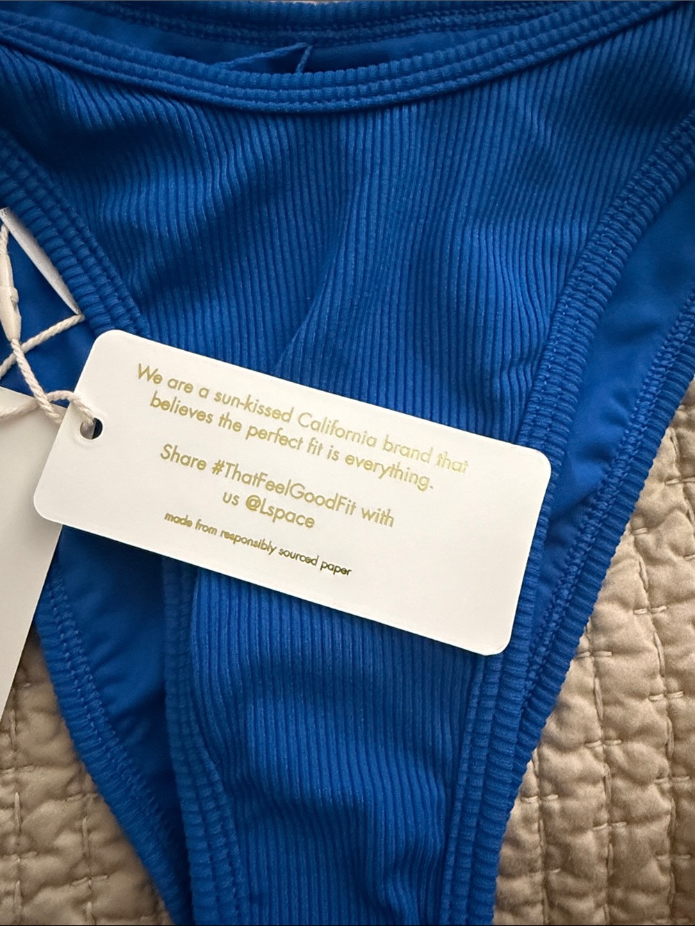 L*Space Women’s Blue Ribbed Bikini Bottom - NWT - Small - Picture 6 of 7